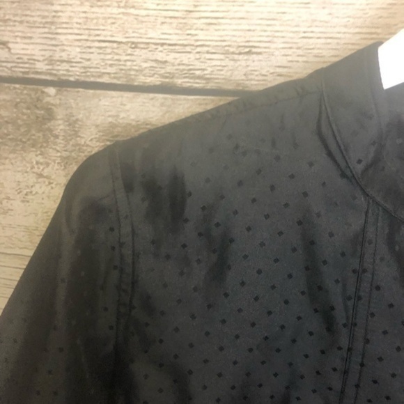 Oleg Cassini Black Tuxedo Polka Dot Mandarin Collar Button Up Blouse Med… - Picture 6 of 16